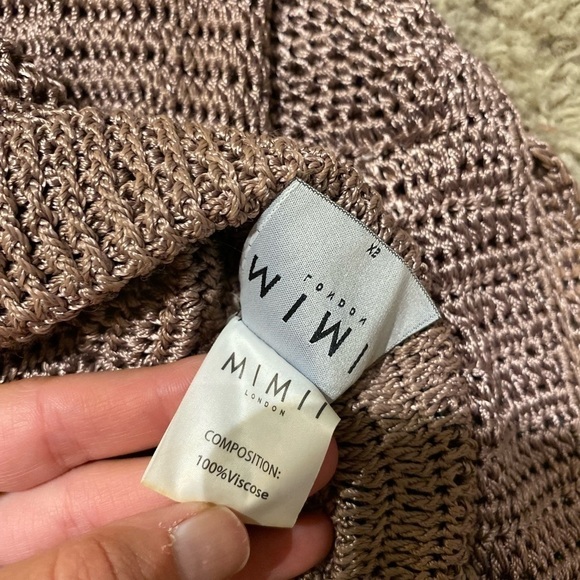 MIMII London Women’s Crochet Knit Skirt Slit Brown Size XS Vacation - Picture 6 of 8